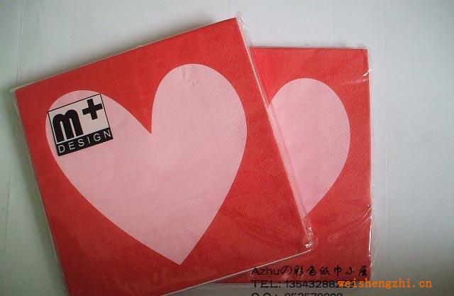 西餐廳紙巾，咖啡廳紙巾，婚慶紙巾（大紅愛心）