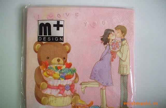 （小熊甜蜜愛情）婚慶紙巾，情人節(jié)餐巾紙，彩色紙巾
