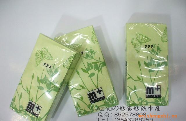 彩色紙巾　批發(fā),個(gè)性圖案紙巾(翠綠色竹子與蝴蝶)