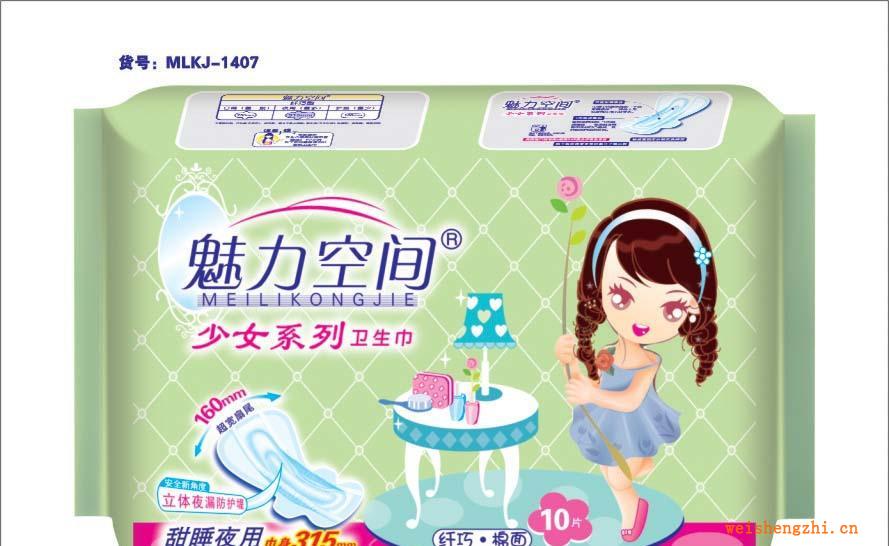 廠家直銷魅力空間甜睡夜用巾身315mm10片纖巧夜棉衛(wèi)生巾