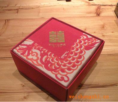 彩色餐巾紙彩色印刷紙巾婚慶餐巾紙喜帕禮盒套裝