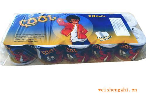 專業(yè)出口裝“COOL”牌高級純木漿衛(wèi)生卷紙