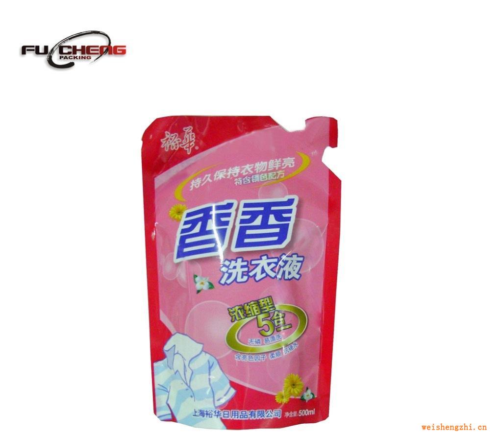 浙江供應(yīng)帶嘴自立洗衣液袋、洗衣粉袋，環(huán)保袋，彩色洗衣液袋