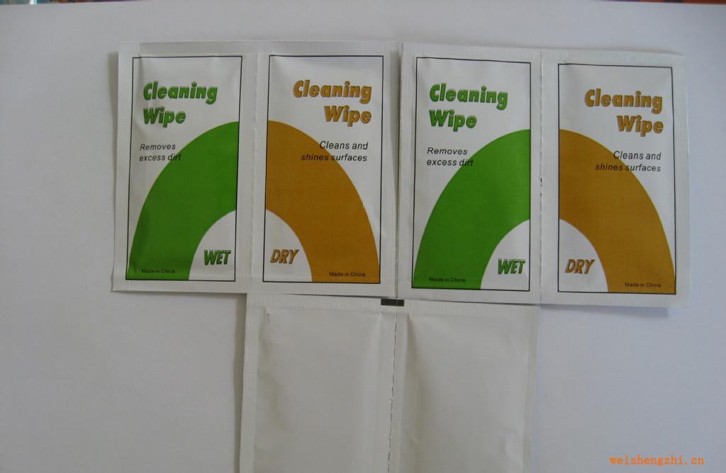 中性英文獨(dú)立包裝數(shù)碼鏡頭清潔濕巾（干/濕套裝無(wú)紡布）