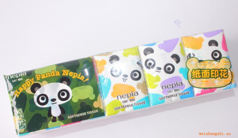 專業(yè)供應(yīng)妮飄手帕紙妮飄迷彩熊貓手帕紙10張3層10包
