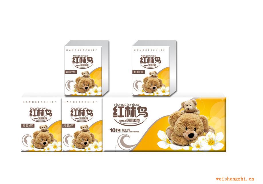 紅林鳥面巾手帕紙可愛卡通包裝盒質量產(chǎn)品小袋裝手帕紙
