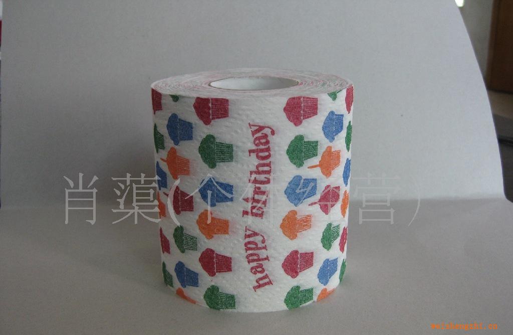 彩色印刷卷筒紙，彩色印花卷筒紙，圖案印花衛(wèi)生紙,生日?qǐng)D案廁所